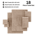 thumbnail image 2 of Casa Platino 18 Piece Towel Set - Includes 6 Large Bath Towels, 6 Hand Towels & 6 Washcloths - Highly Absorbent Cotton Towels for Bathroom - Towny Brown, 2 of 7
