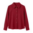 thumbnail image 5 of WULMLEO Waffle Knit Button Down Shirts for Women Casual Oversized Long Sleeve Collared Sweater Dressy Blouse Fall Tops Wine L, 5 of 6