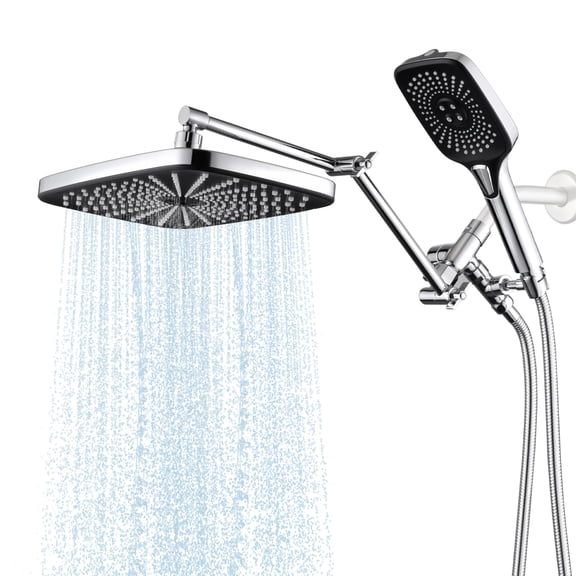 Doreroom Showerhead and Handheld Shower Combo, 4 Mode 12-Inch Wall Mount Shower Set, Water Efficient with Easy Installation