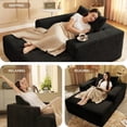 thumbnail image 2 of 75" No-Assembly Corduroy Sofa Bed, Ultra-Soft Compressed Couch, Multi-Functional Chaise for Napping/Reading/Living Room Bedroom, 2 of 5