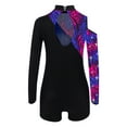 thumbnail image 4 of XUNZOO Girls Stylish Print Leotard Colour Block Gymnastics Dance Suit with Cold Shoulder & Sequins Zebra-Stripe 6, 4 of 7