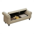 thumbnail image 4 of Storage Bench With Arms, 64.5" Wood Upholstered Bench With Storage And Seating, Luxury Farmhouse End Of Bed Bench, Storage Ottoman Bench For Living Room Bedroom Entryway, 4 of 6