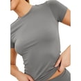thumbnail image 3 of Wassery Women Solid Basic Tops Short Sleeve Crew Neck T-shirts Summer Casual Slim Fit T-shirts Tight Crop Streetwear S/ M/ L, 3 of 9