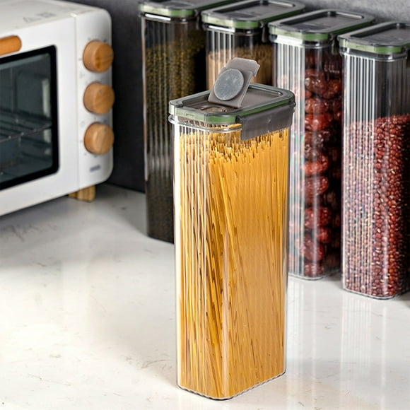 Recipiente hermético para cereales con tapa | Contenedor transparente apilable para almacenar alimentos, como harina, arroz y snacks | Organizador de cocina de plástico a prueba de fugas para