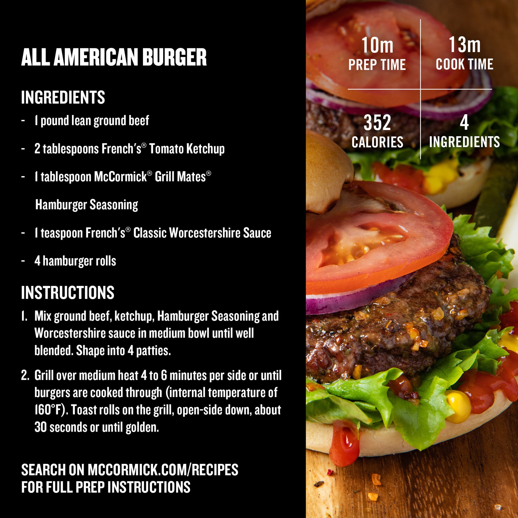 (4 pack) Grill Mates Seasoning, Hamburger, 2.75 oz Bottle