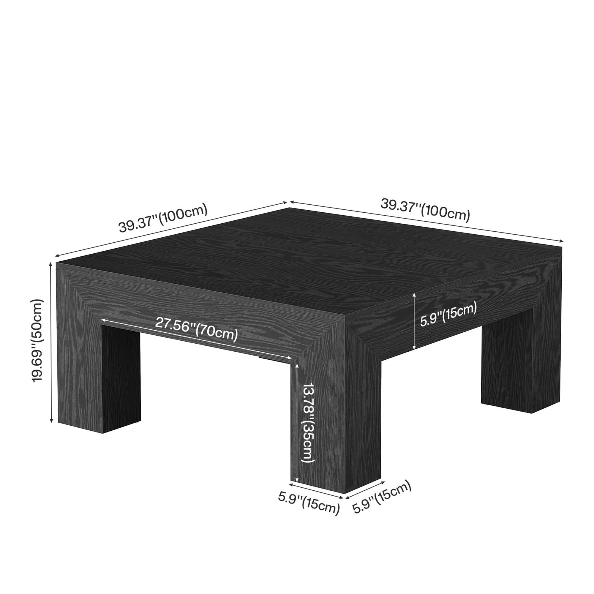 MAYEETY 39 Inch Farmhouse Square Coffee Table Living Room Cocktail Table