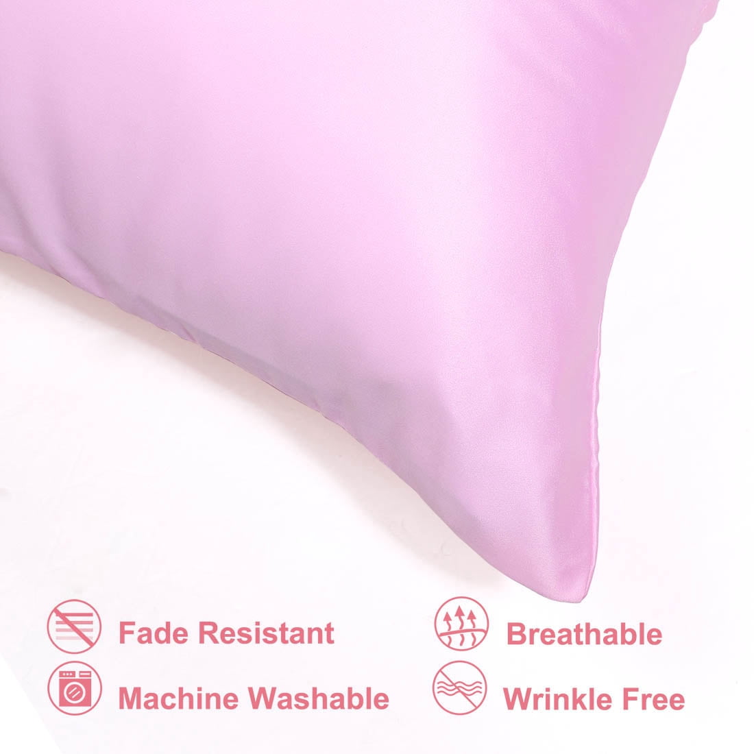 Unique Bargains Set of 4 Silky Satin Pillowcases Pillow Cover Pink King