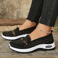 thumbnail image 4 of pwidon Women's Breathable Knit Slip On Loafers Orthopedic Arch Support Platform Wedge Comfort Walking Casual Sneaker Shoes Black 5.5, 4 of 4