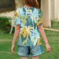 thumbnail image 3 of WTOBBY Summer Children's Round Neck Hawaiian Casual T-Shirt Top for Girls - Short Sleeve Shirt, Perfect for Beach Fun and Outings,Dark Green 130, 3 of 4