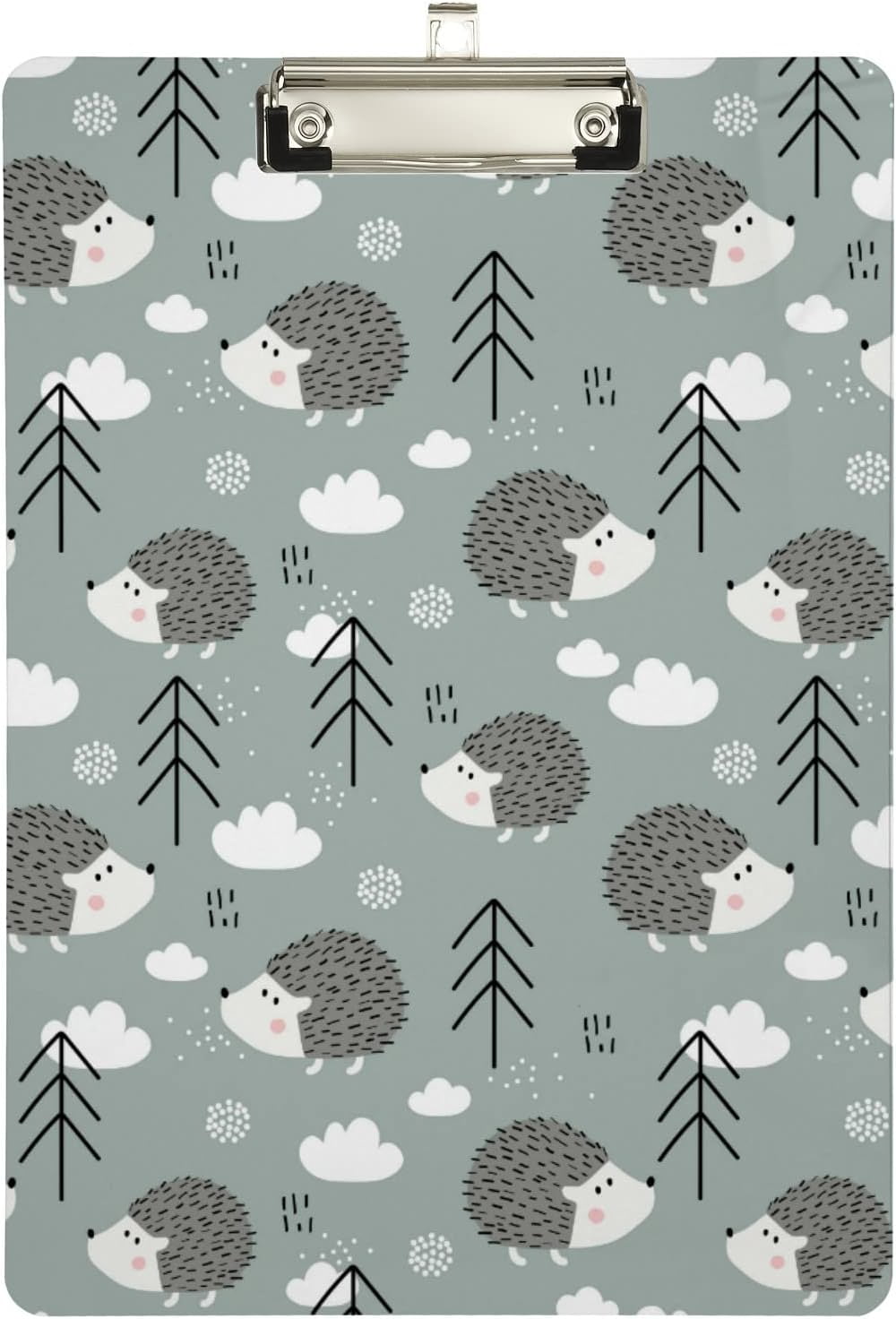 FMSHPON Cute Hedgehogs Clipboard Hardboard Wood Nursing Clip Board and Pull for Standard A4