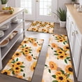 thumbnail image 2 of Beige Sunflower Letter Pattern Kitchen Rugs Sets Of 3,Kitchen Runner Rugs Non Skid Washable,Decorative Kitchen Floor Mats for Kitchen,Sink,Laundry,17"x30"+ 17"x47" + 17"x59", 2 of 6