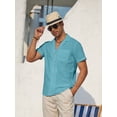thumbnail image 2 of sogami Men's Linen Shirts Short Sleeve Hawaiian Button down Shirt with Pocket, 2 of 9