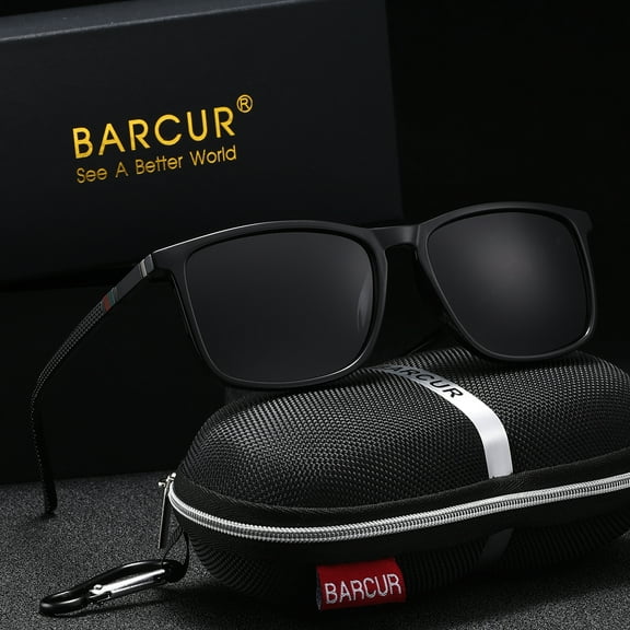 BARCUR Sports Sunglasses for Men Polarized Comfortable Wear Square Sun Glasses Male Light Weight Eyewear Accessory with Origina