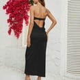 thumbnail image 5 of Ygbgbb Womens Cocktail Dresses Maxi Dress Solid Color Square Neck Sleeveless Dresses Sexy Slim Waist Strapless Dresses Pleated Long Summer Dresses Black XL, 5 of 5