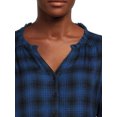 thumbnail image 2 of Blu White Blu Women's Smocked Shoulder Plaid Dress, 2 of 5