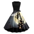 thumbnail image 1 of Robe Sans Manches à Col Rond Imprimée pour Femmes, Robe de Bal Élégante et Fluide pour Fête, 1 of 3