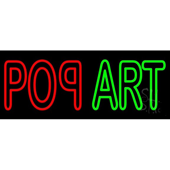 Red Pop Green Art LED Neon Sign 13 x 32 - inches, Black Square Cut Acrylic Backing, with Dimmer - Bright and Premium built indoor LED Neon Sign for café, club, party, event and stroefront.