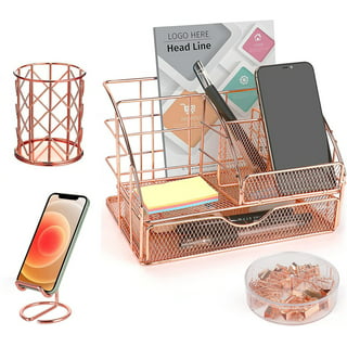 NatSumeBasics Rose Gold Paper Clip Holder Magnetic Paper Clips Dispenser  with 100pcs Paperclips for Desk Office School Home Organizers Accessories