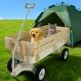 thumbnail image 4 of Heavy Duty Wagon with Handle, SHINPT Garden Cart and Wagon with Air Tires, Outdoor Gardening Cart with Wooden Side Panels, Utility Trailer with Metal Wheel Barrow, All Terrain Wagon for Yard, Lawn, 4 of 8