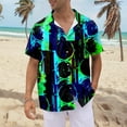 thumbnail image 2 of NAMTYQX Mens Hawaiian Shirts Short Sleeve Textured Patterned Button Up Light V Neck Short Sleeve Casual Plus Size Mens Hawaiian Shirts Short Sleeve Dark Blue Size M, 2 of 5