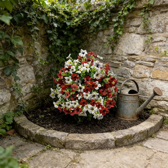 Hyknon Artificial Flowers for Outdoors UV Resistant Realistic Fake Flowers Plants with Ground Stake Plastic Faux Flower Bouquet for Front Porch Window Box Garden Decoration