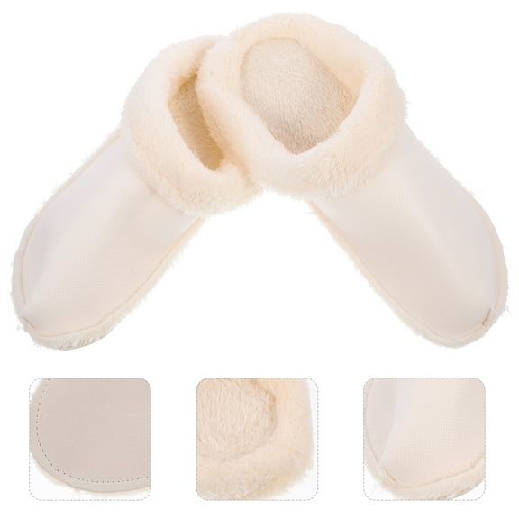 BESTOYARD 1Pair Winter Warm Plush Slipper Insoles Removable Thickened Soft Inner Soles White