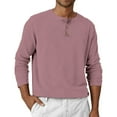 thumbnail image 2 of Resicozy Men's Henley Shirts Long Sleeve Fashion Lightweight Button Plain T-Shirt Casual Basic Tees Tops Hot Pink 2XL, 2 of 7