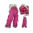 thumbnail image 4 of VISgogo - Pantalones informales para mujer, con varios bolsillos, sueltos, con cordón en la cintura, rectos, transpirables, cargo VISgogo  moda, 4 of 5