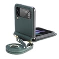 thumbnail image 6 of Dteck For Samsung Galaxy Z Flip4,Shockproof Artificial Leather Adjustable Shoulder Strap Case Cover,Green, 6 of 7