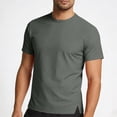 thumbnail image 2 of Men's & Big Workout Mens Textured Shirts - Quick Dry Causal Moisture Wicking Work Gym Athletic Short Sleeve for Running Sport Lounge Size S-5XL Army Green, 2 of 8