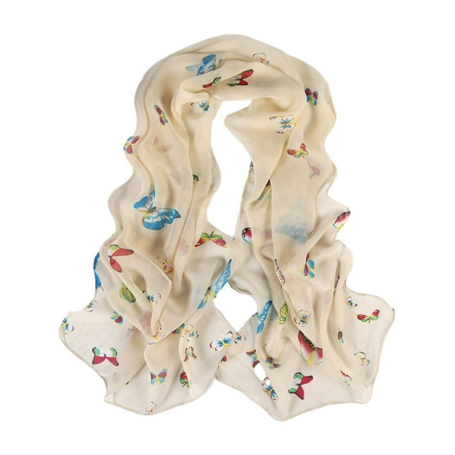 Fashion Women Long Soft Scarf Wraps Sunscreen Chiffon Butterfly Floral Shawl