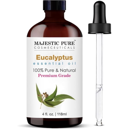 MAJESTIC PURE Eucalyptus Essential Oil | 100% Pure and Natural Eucalyptus Oil | Premium Grade Essential Oils for Hair Care, Home Diffusers, Skin, Aromatherapy, Massage and Humidifiers | 4 Fl Oz
