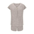 thumbnail image 5 of yievot Women's Pajamas Set Summer Loungewear Ribbed Knit Top and Shorts 2 Piece Sleepwear Lounge Sets, 5 of 6