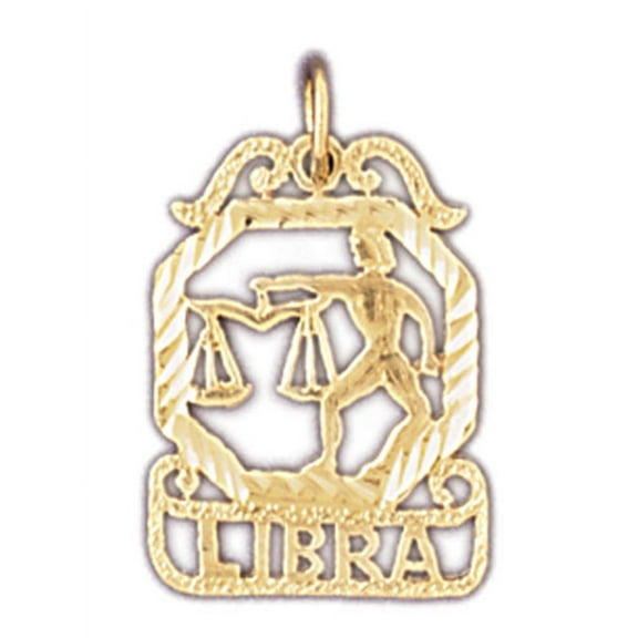 14K Yellow Gold Zodiac - Libra Pendant - 21 mm