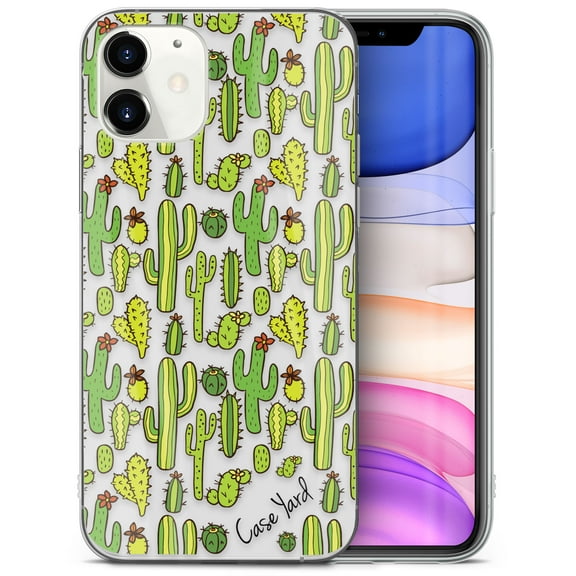 Case Yard iPhone-12-Mini Case Clear Soft & Flexible TPU Ultra Low Profile Slim Fit Thin Shockproof Transparent Bumper Protective Cover Drop Protective Cell Phone Cases (Cactus)