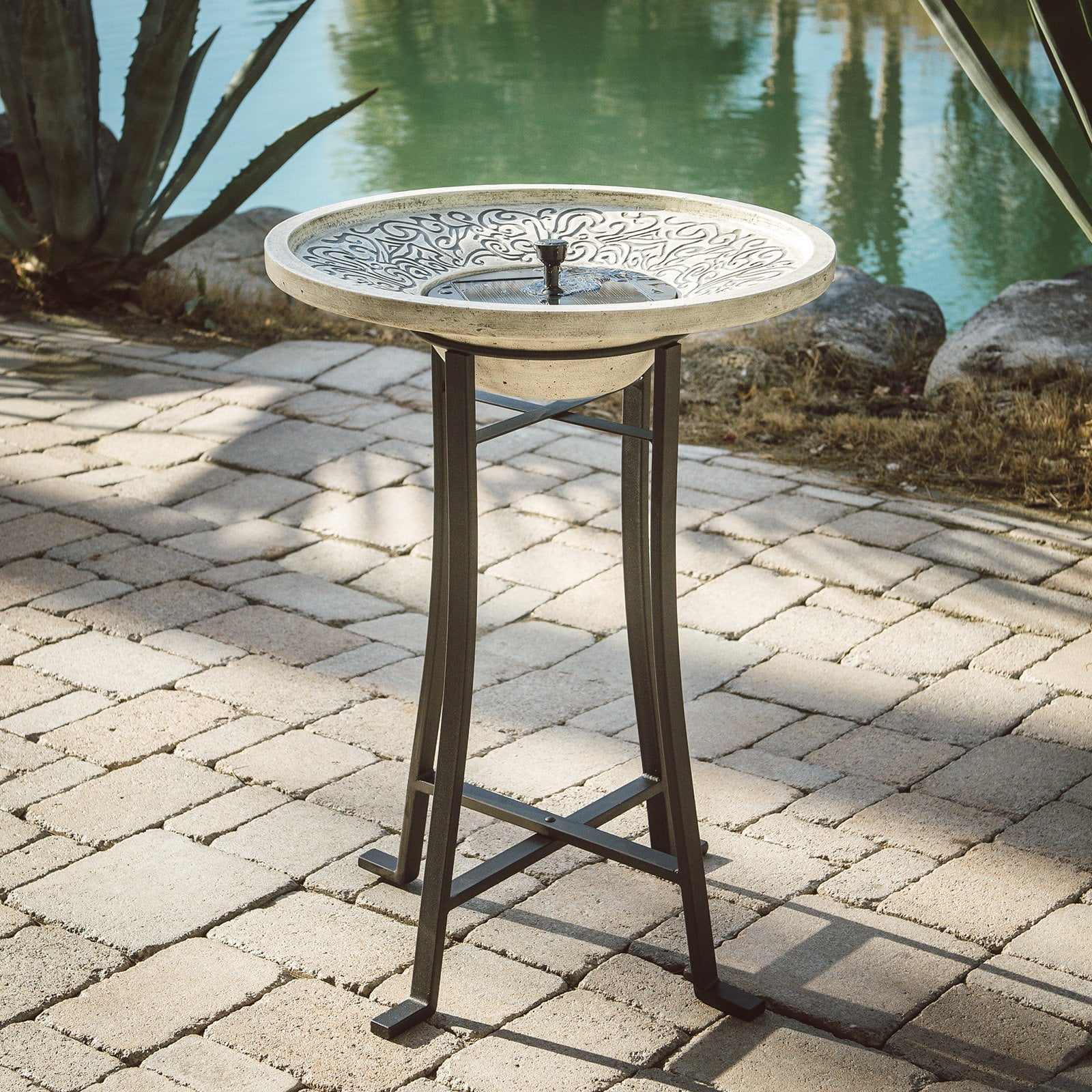 Belham Living Perello Concrete Solar Birdbath by Smart Solar by