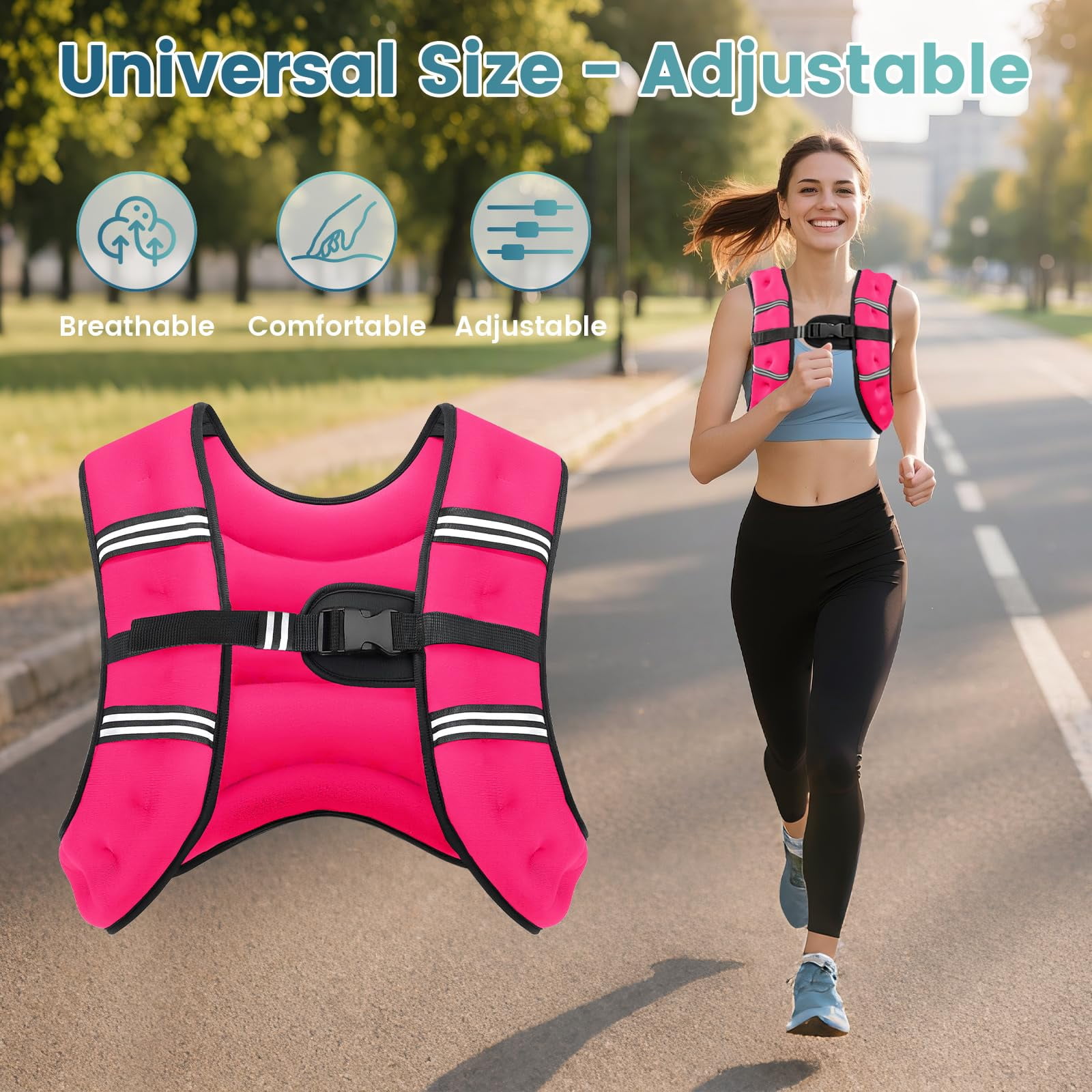 Pink 8 LB Weighted Vest for Strength Training Running Jogging Walking