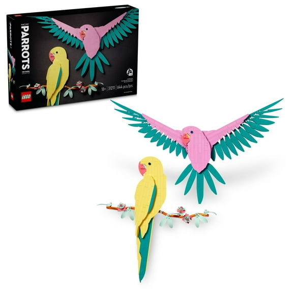 LEGO Art The Fauna Collection Macaw Parrots, Nature Wall Artwork for Living Room Decor, Home Office Decor Idea, Build and Display Creative Activity for Artistic Adults, 31211