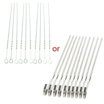 Metal Flat Meat Skewers Set of 10 Grilling Sticks Wide Rod String Supplies for Mutton Pork Beef Tomato Potato Roasting