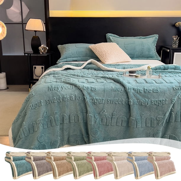 Manta Polar De Doble Cara Manta de franela azul de 150 x 100 cm, suave, de color liso, con diseño floral tallado, de doble cara, con borde blanco (1 unidad) JASKFLY