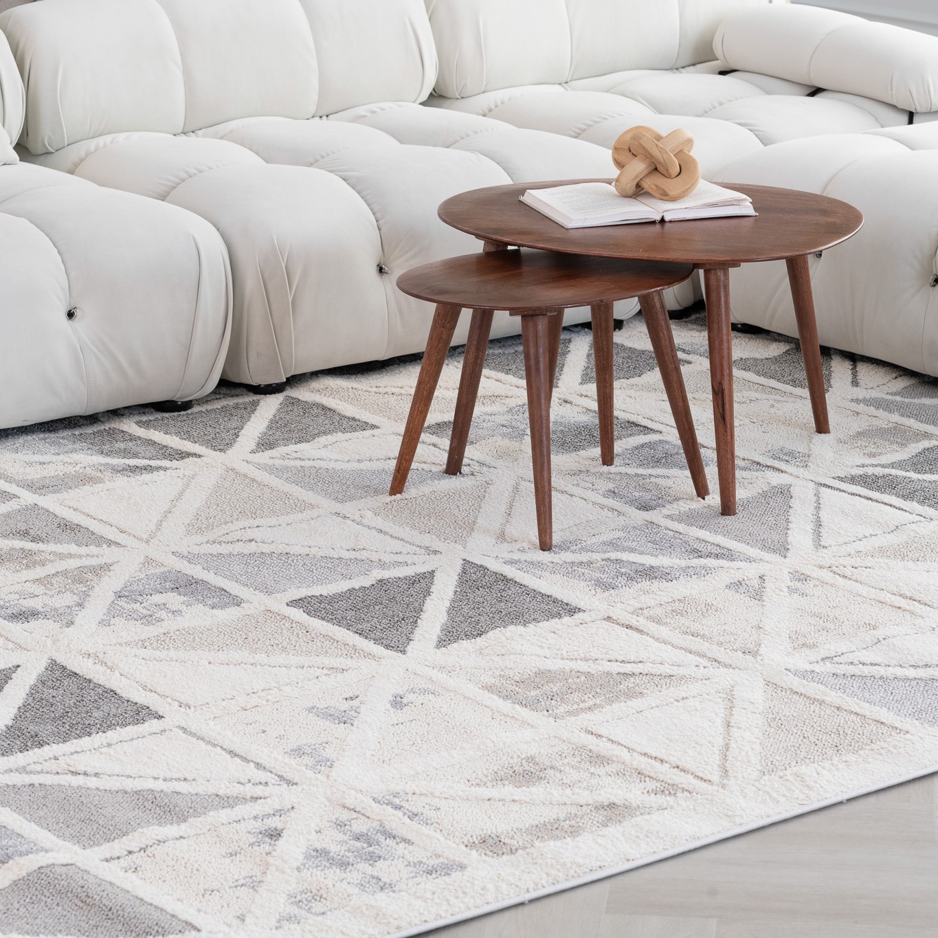Rug Branch Nimbus Geometric Indoor Area Rug, Cream Grey, Modern - Living Room, Bedroom, Dining Room, and Kitchen