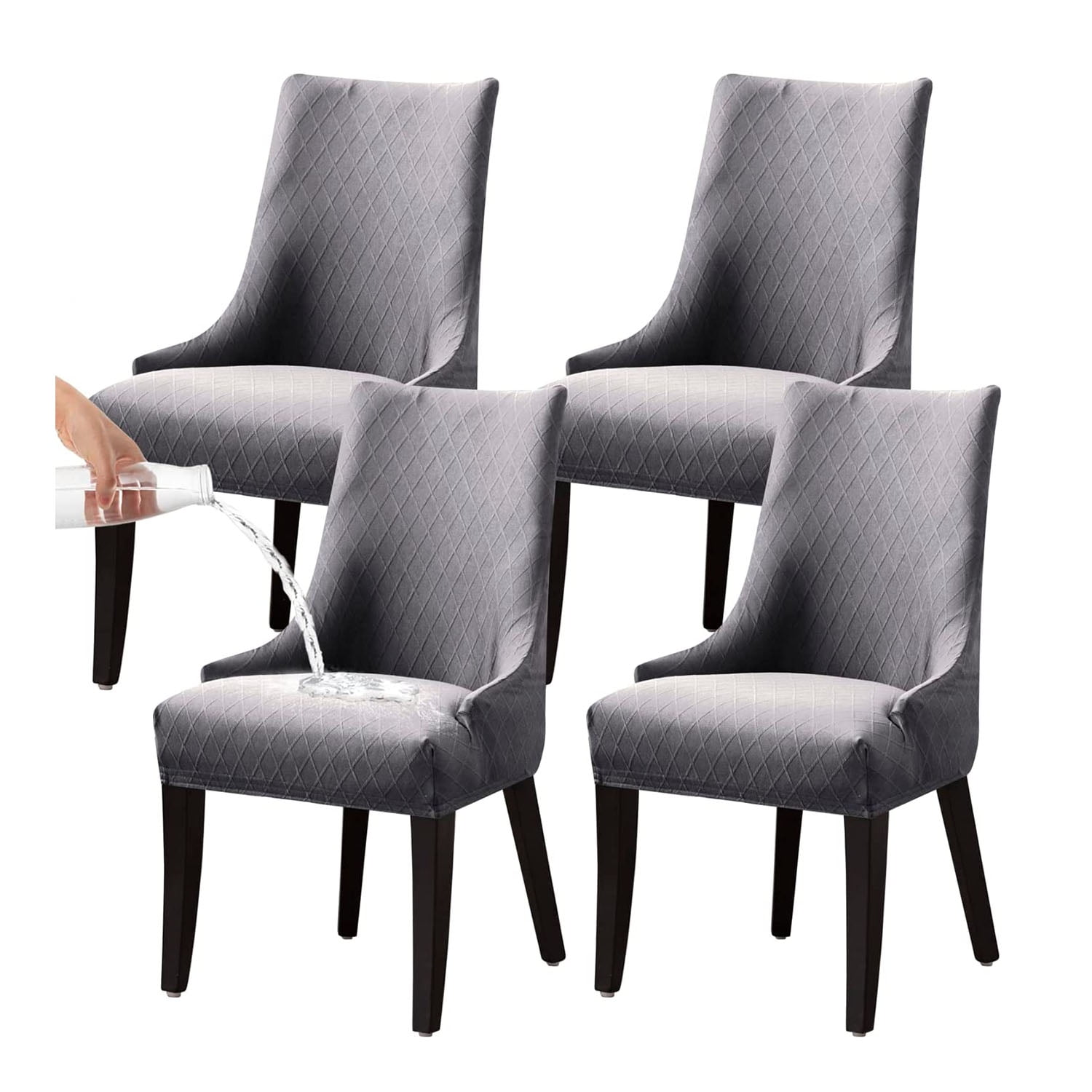 Stretch Rhombic Geometric Wingback Chair Covers Slipcover Reusable