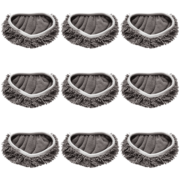 9-Pack Chenille Mop Refill Pads, Reusable Chenille Replacement Mop Pads, Compatible with Mops, Washable and Wet and Dry Mop Pads, Elastic Opening, 8.7 x 7.1 Inch for Home Use, Gray