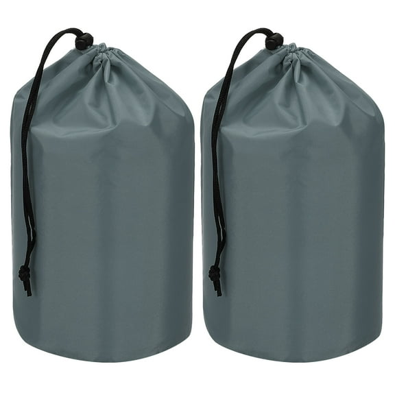 Uxcell Stuff Sack, 5 x 10 Inch Waterproof Outdoor Storage Sack Portable Drawstring Dust Flap Bag Lightweight Sleeping Bag Dark Grey 2 Pcs