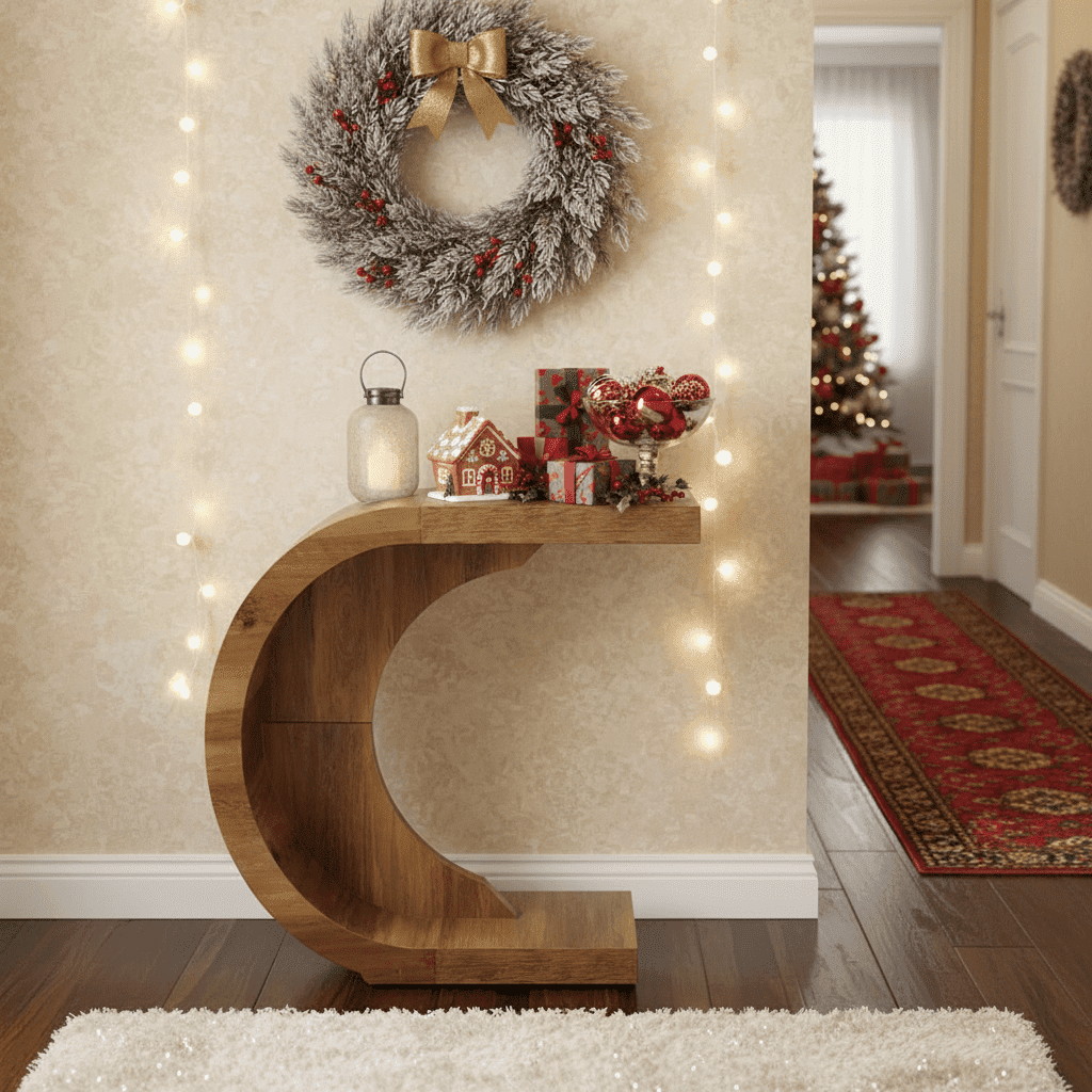 Kadyn Console Desk Table, Console Table, Entryway Table, Side Table, Display Table,43" Console Table, C-Shaped Modern Accent Table Hallway Table