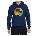thumbnail image 2 of Two Coconut Palm Trees Beach Sunset | Mens Pop Culture Hooded Sweatshirt Graphic Hoodie, Navy, Small, 2 of 4