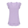 thumbnail image 6 of Ygbgbb Lightweight Spring Summer Dresses for Women 2026 V Neck Cap Sleeve Ruffle Hem Smock Short Dress Casual Beach Mini Dress Purple S, 6 of 8