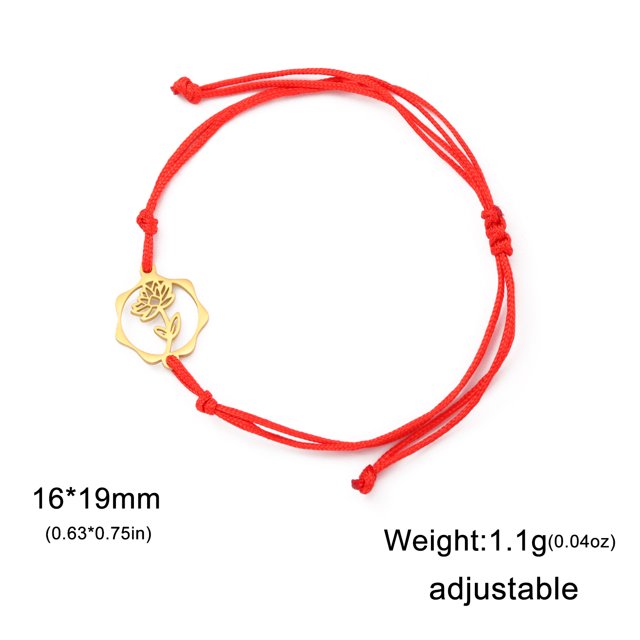 CJie Pulsera con dijes de Rosa y Flor de nacimiento para mujer, cadena roja de la suerte, pulsera de acero inoxidable, joyer铆a minimalista de moda