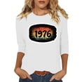 thumbnail image 3 of Uootdi Womens Tops 3/4 Sleeve Crewneck 1976 Retro Rainbow Print Relaxed Fit Nostalgic Summer Getaway Tees Gift, 3 of 4