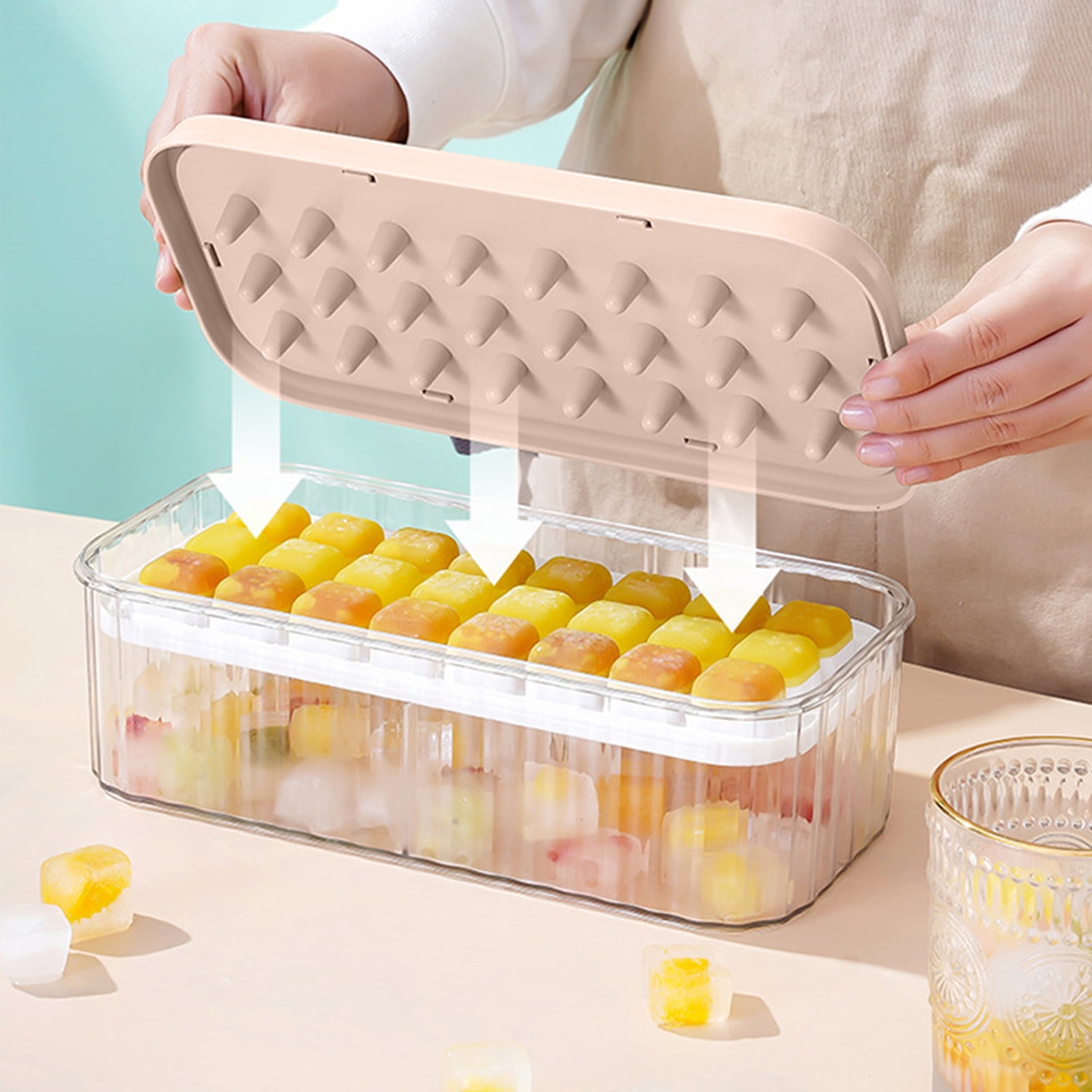 Wovilon Ice Cubes Tray Kitchen Gadgets Kitchen Utensils Set Ice Tray Mo-Ld Silicone Ice Box, Frozen Ice Cubes Mo-Ld, Freezer Ice Cubes Box, One Second Out Of The Ice Silicone Ice Tray